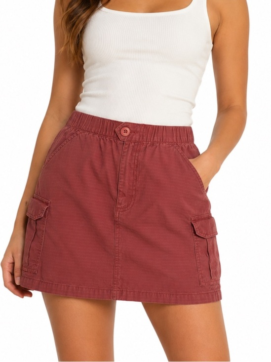 Harlow Dresses & Skirts - Harlow Rust Cargo Mini Skirt Utility Pocket Stretch Casual Skater Y2K Coastal